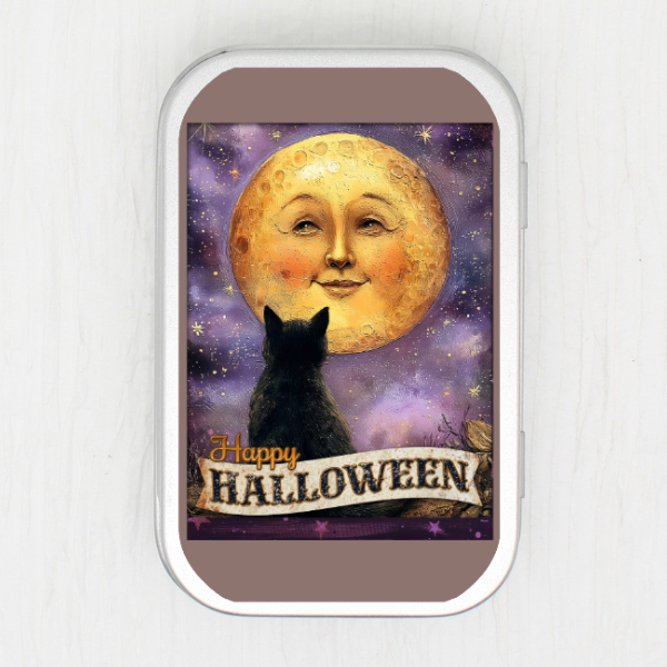 Cat And Moon Face Small Storage Tin