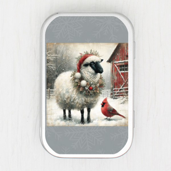 Christmas Sheep Small Storage Tin