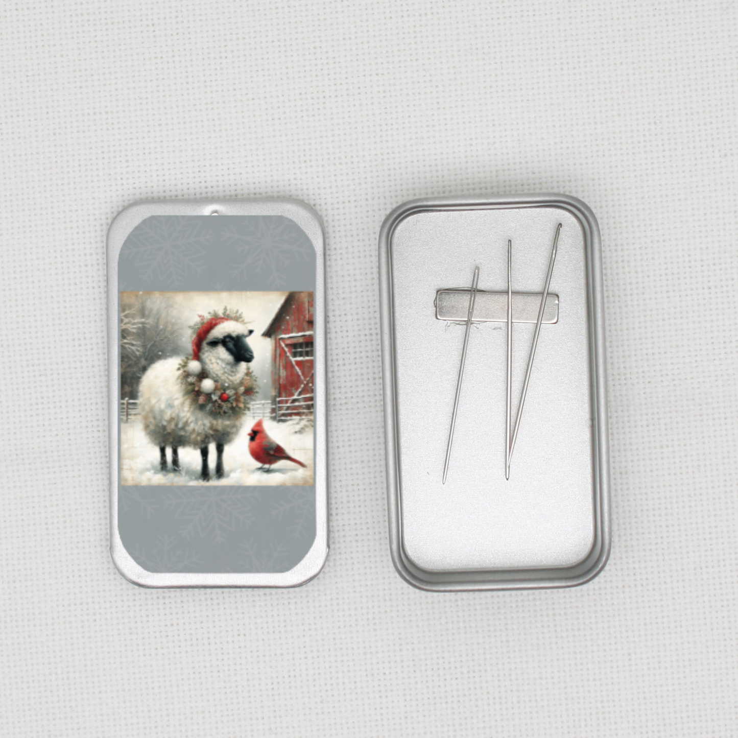 Christmas Sheep Needle Tin