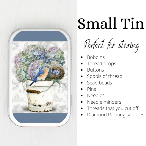Bird And Hydrangea Small Storage Tin