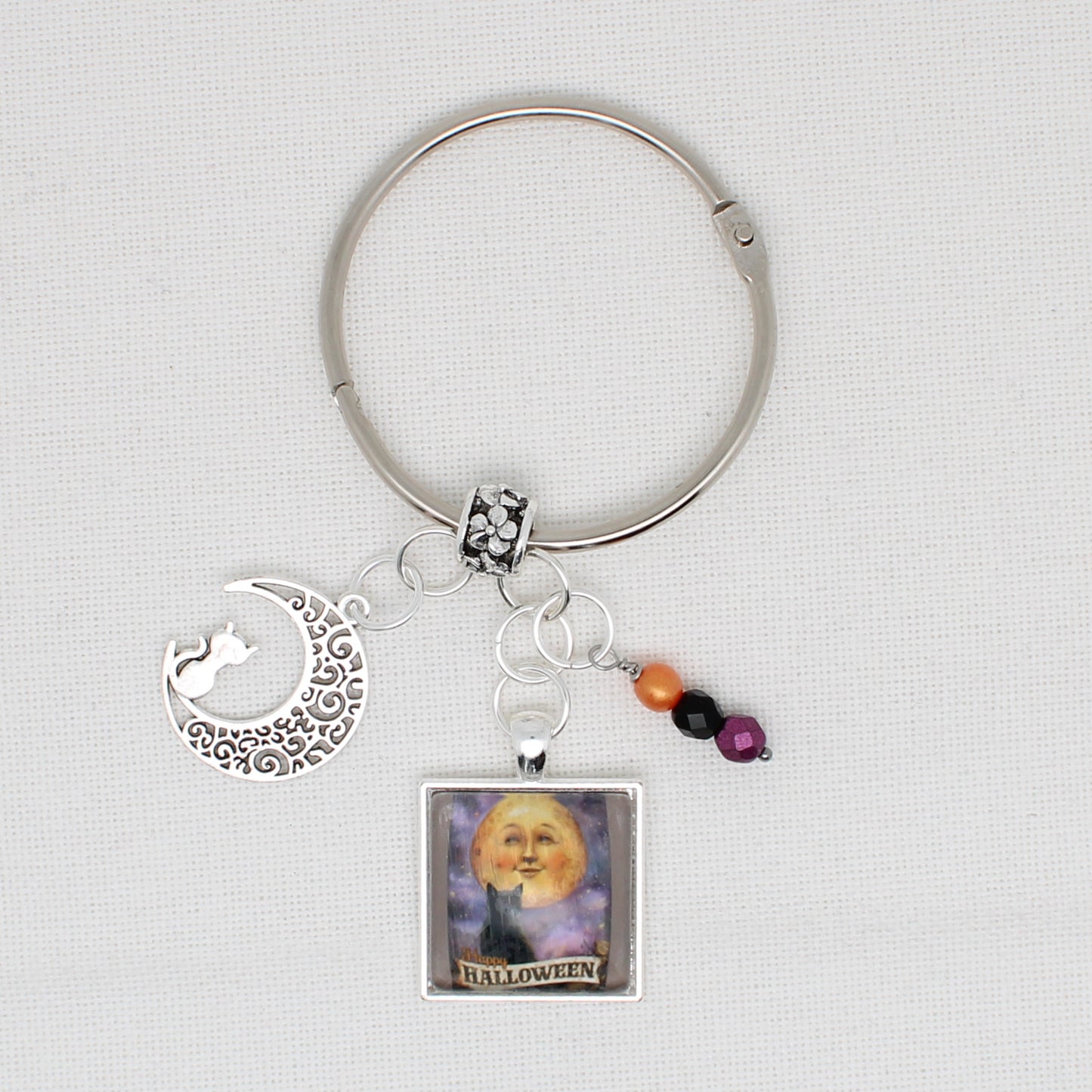 Cat and Moon Face Floss Ring
