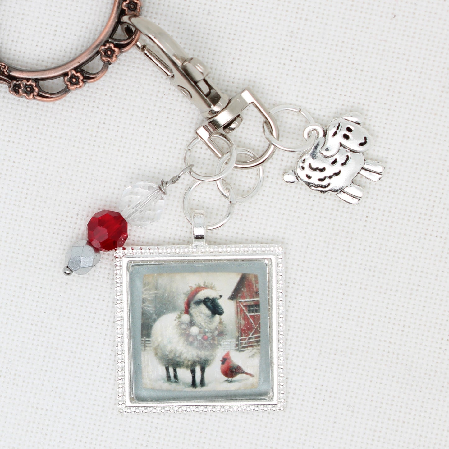 Christmas Sheep Zipper Pull/ Mini-Fob