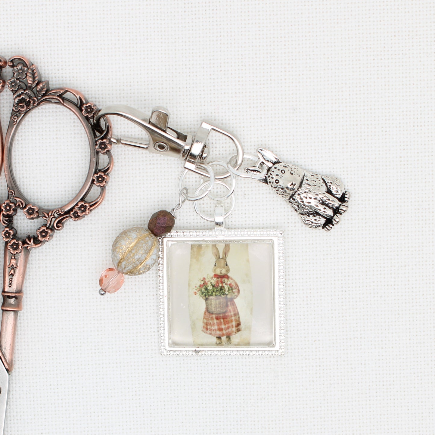 Spring Bunny Zipper Pull/ Mini-Fob