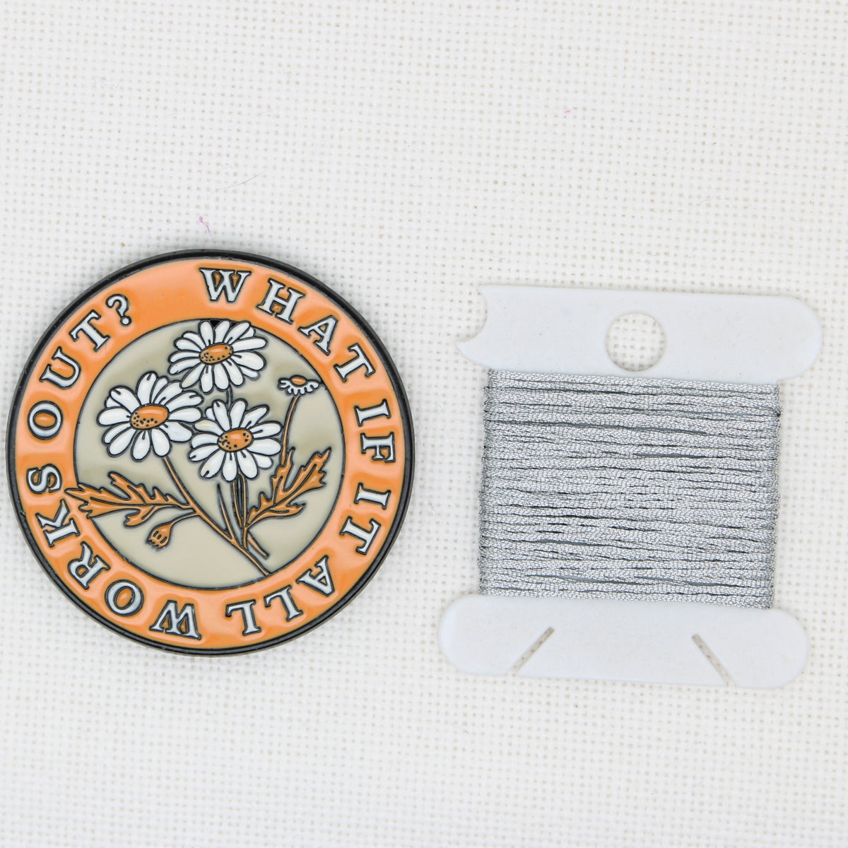 What If It Works Out Enamel Magnetic Needle Minder For Cross Stitch