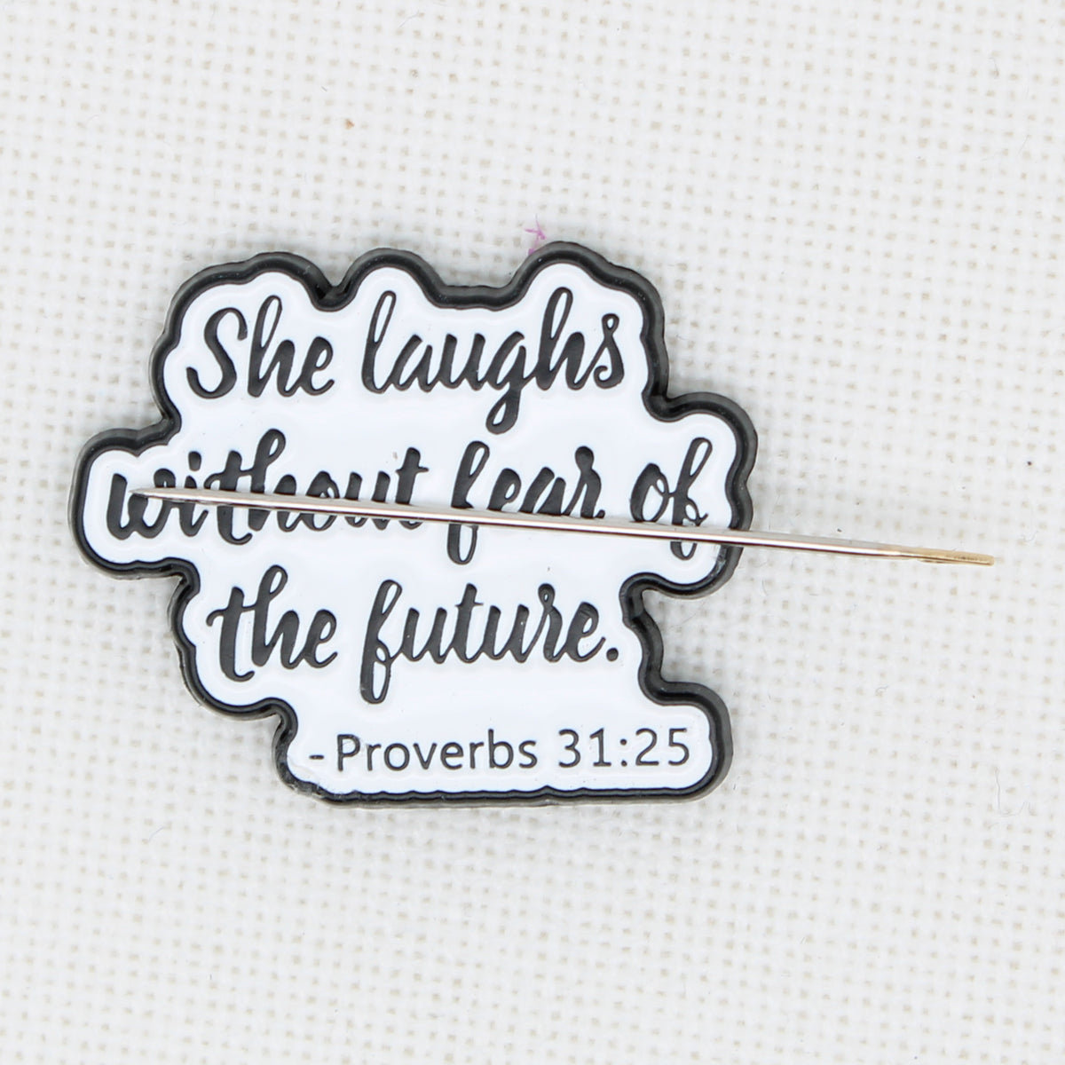She Laughs Enamel Magnetic Needle Minder For Cross Stitch