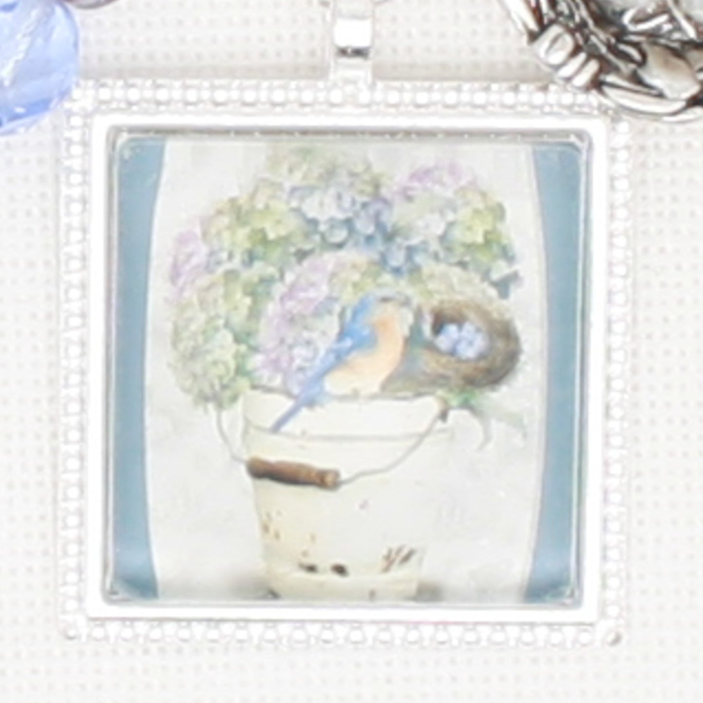 Bird And Hydrangea Zipper Pull/ Mini- Fob
