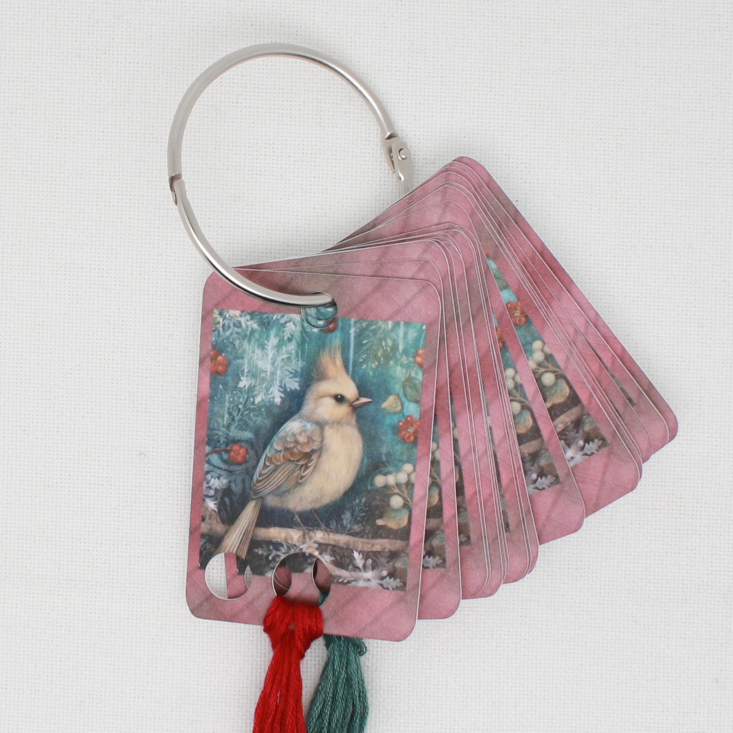 Christmas Bird Floss Cards.- Pack Of 20 Cards