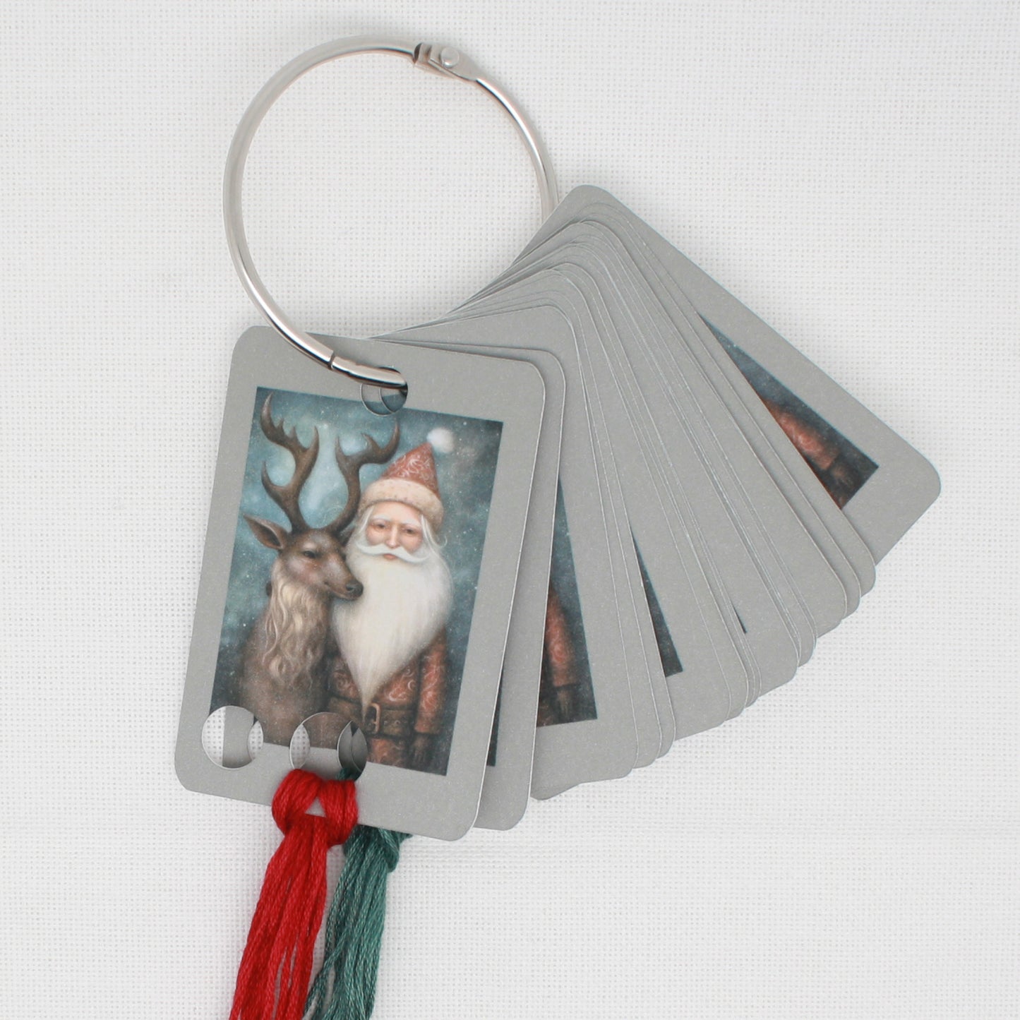 Santa and Reindeer Floss Cards.- Pack Of 20 Cards