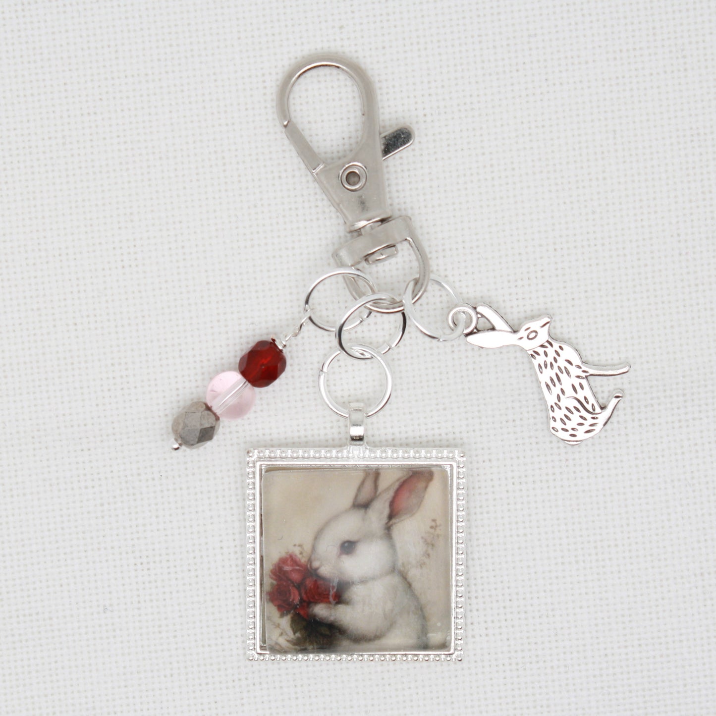 Valentine Bunny Zipper Pull/ Mini-Fob