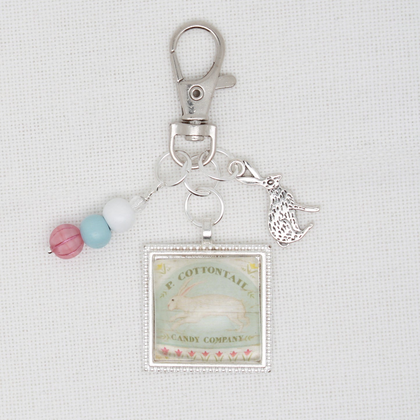 Cottontail Bunny Zipper Pull/ Mini-Fob