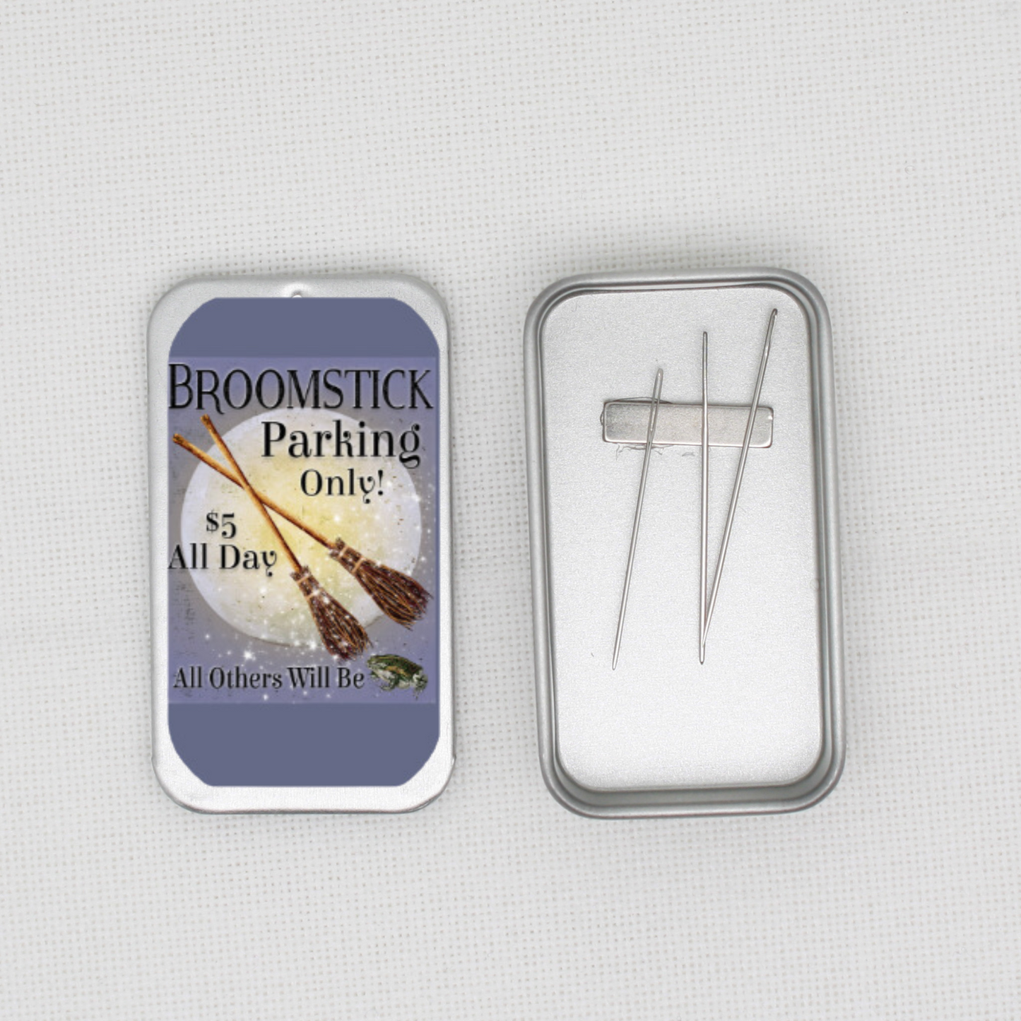 Broomstick Parking Needle Tin