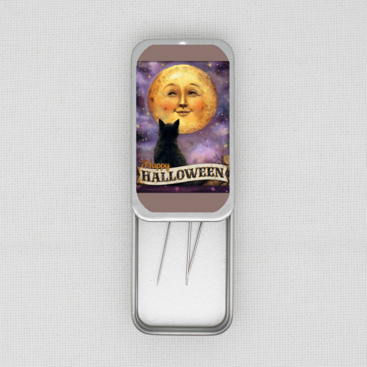 Cat And Moon Face Needle Tin
