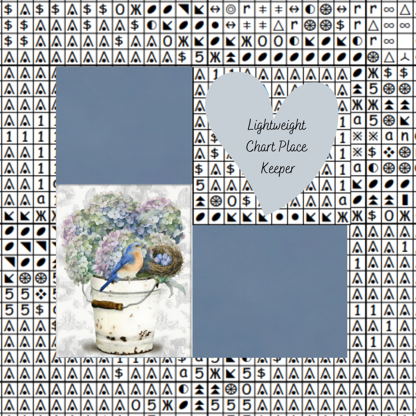 Bird and Hydrangea Chart Place Keeper