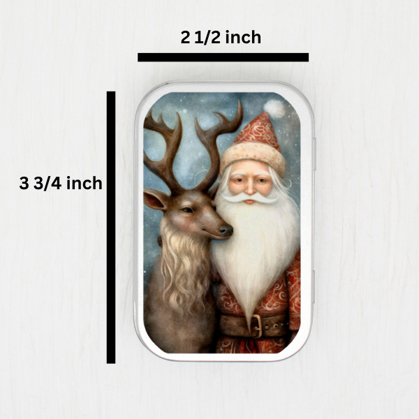 Santa And Reindeer Small Storage Tin