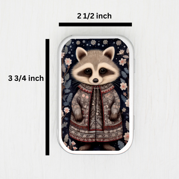 Winter Raccoon Small Storage Tin
