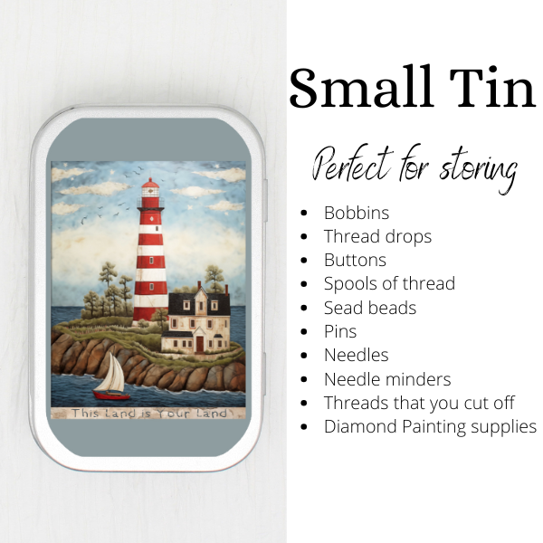 This Land Is Your Land Lighthouse Small Storage Tin