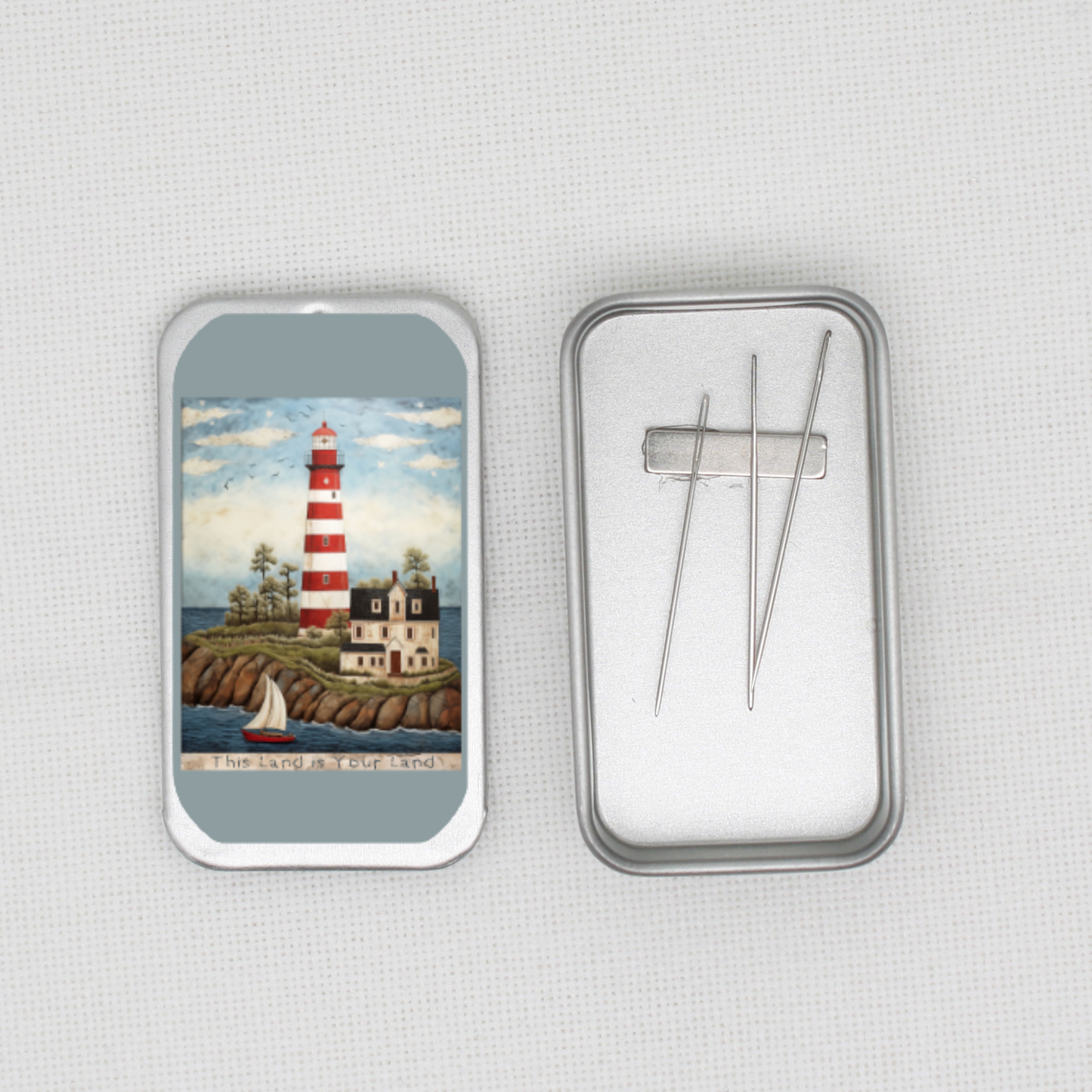 This Land Is Your Land Lighthouse Needle Tin