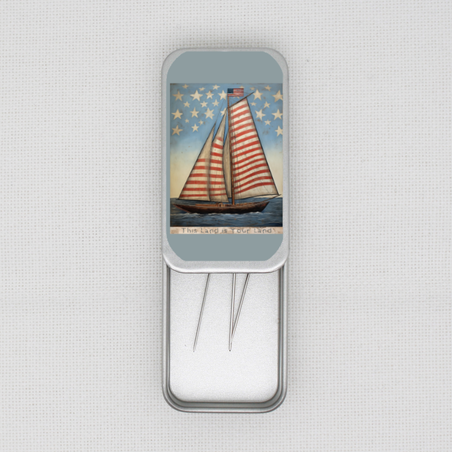 This Land Is Your Land Sailboat Needle Tin