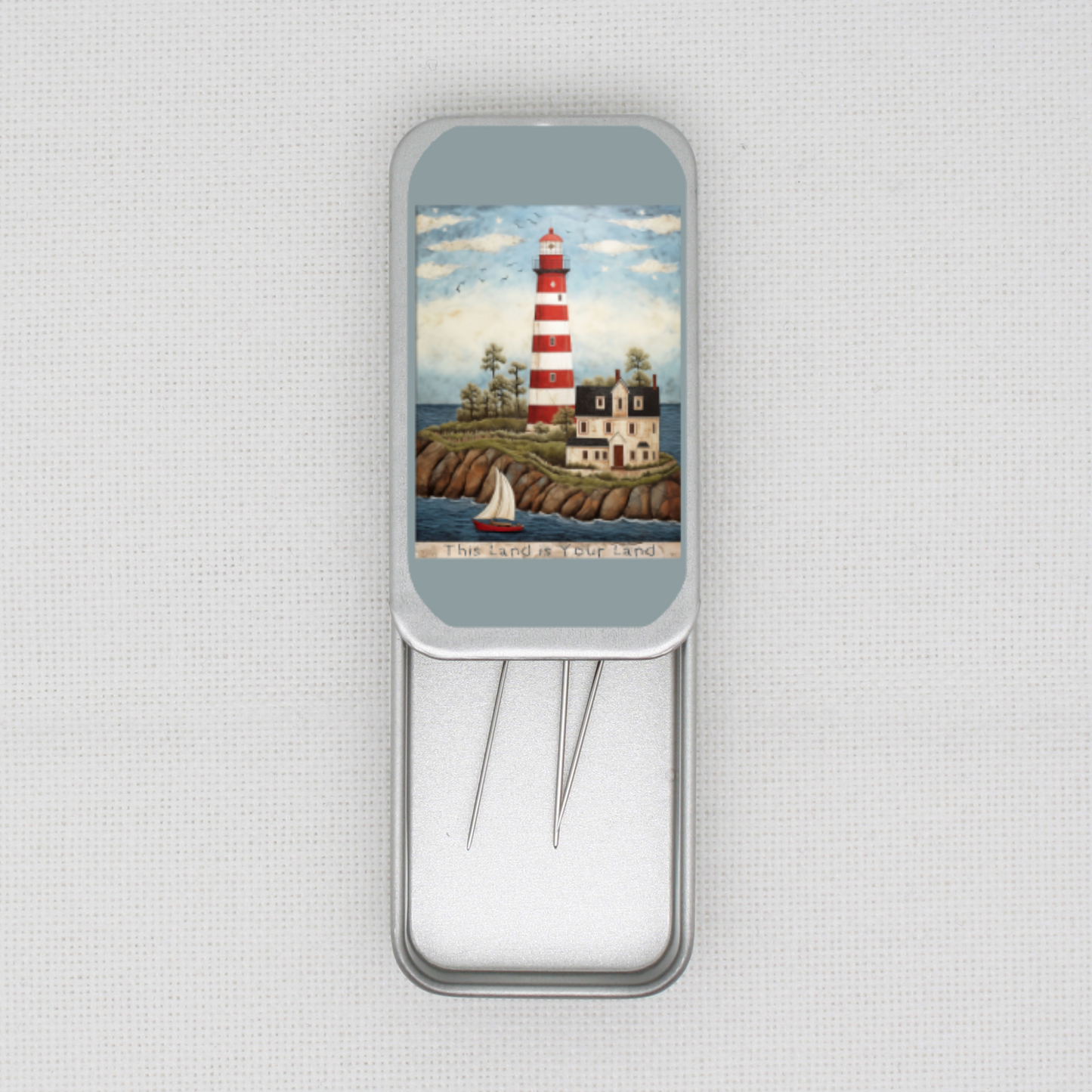 This Land Is Your Land Lighthouse Needle Tin