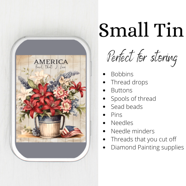 American Flowers Small Storage Tin