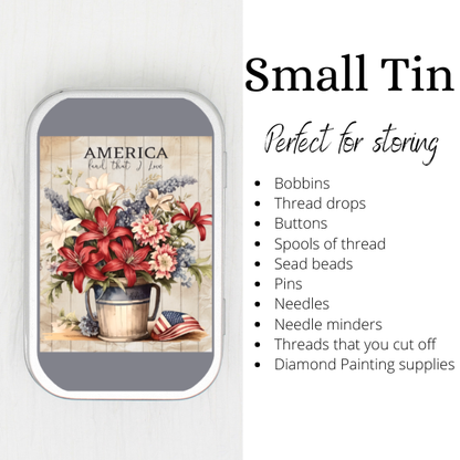 American Flowers Small Storage Tin