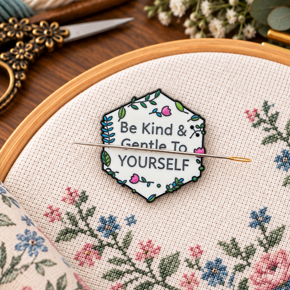 Be Kind To Yourself Magnetic Enamel Magnetic Needle Minder For Cross Stitch