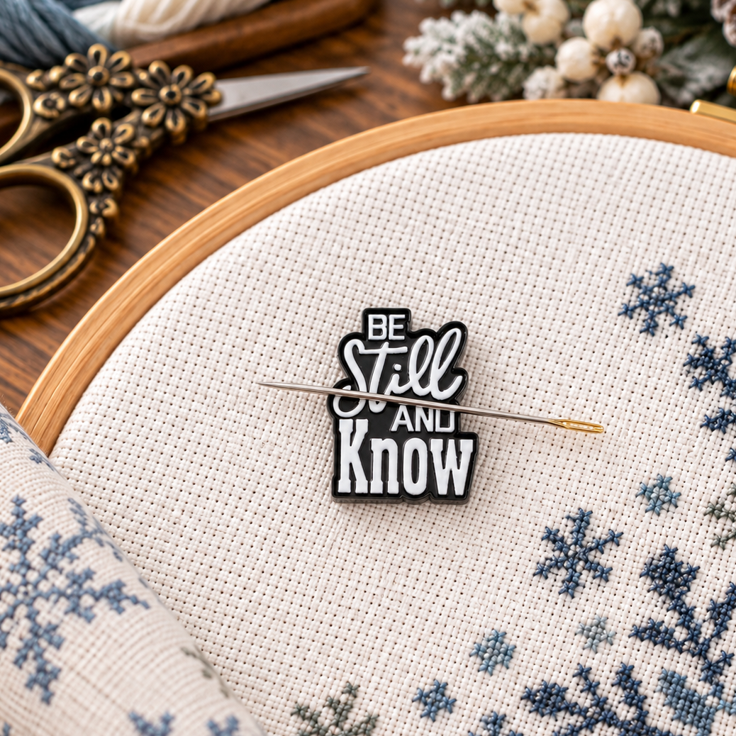 Be Still And Know Magnetic Enamel Magnetic Needle Minder For Cross Stitch