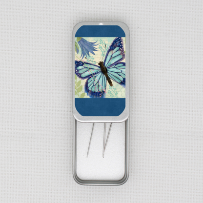 Blue Butterfly Needle Tin