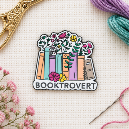 Booktrovert Enamel Magnetic  Needle Minder For Cross Stitch