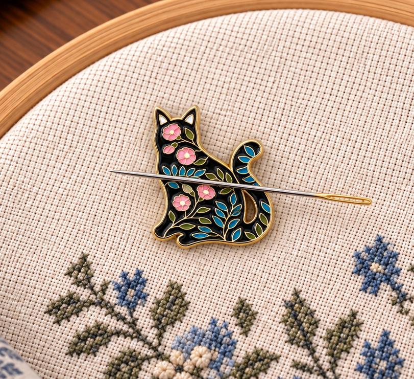 Cat Magnetic Enamel Magnetic Needle Minder For Cross Stitch