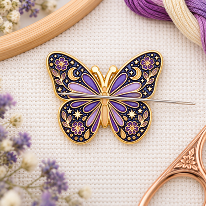 Purple Butterfly  Enamel Magnetic Needle Minder For Cross Stitch