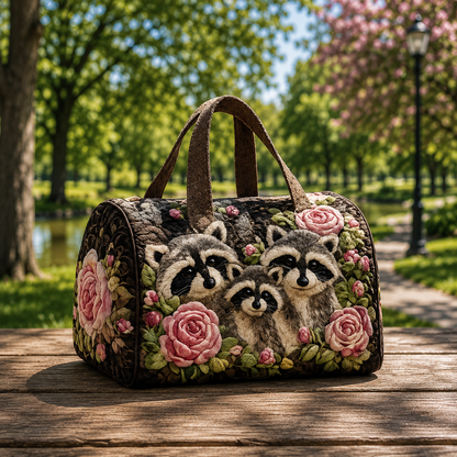 Raccoon Tote not quilted with zipper