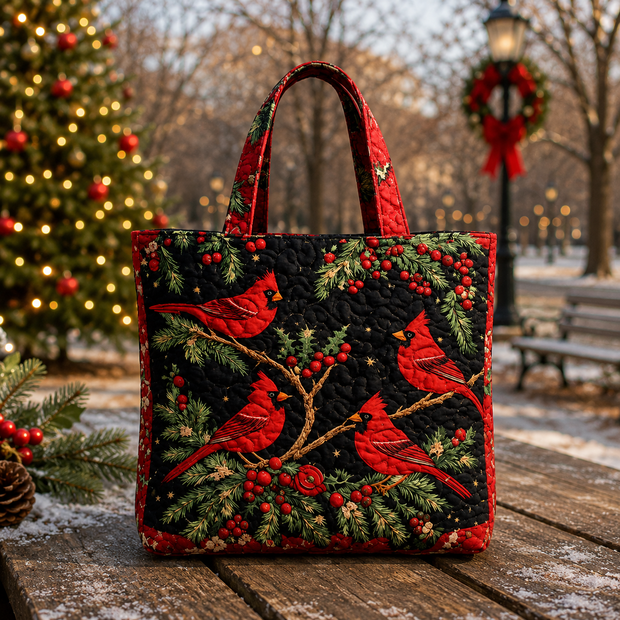 Cardinals Tote not quilted with zipper
