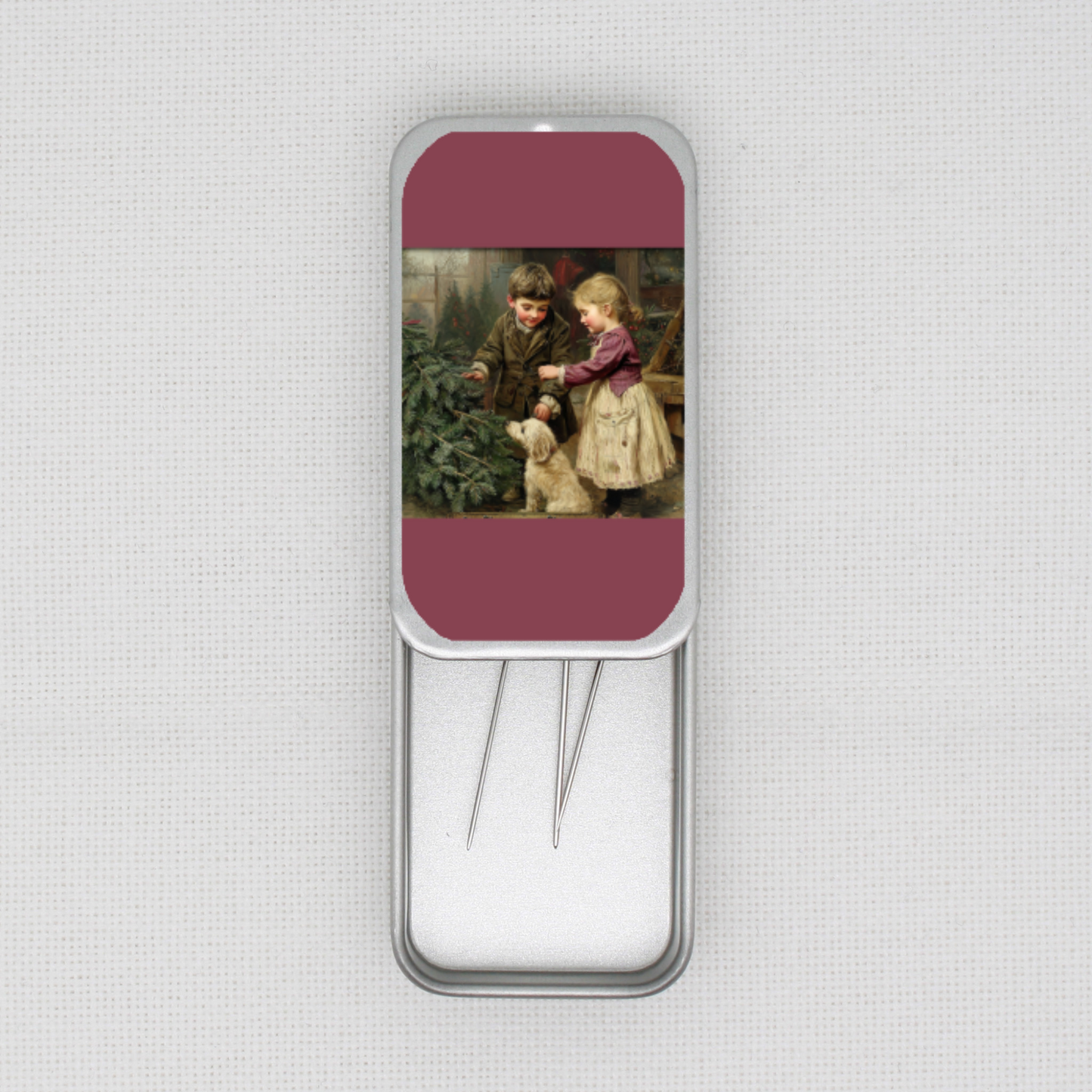 Christmas Children Needle Tin