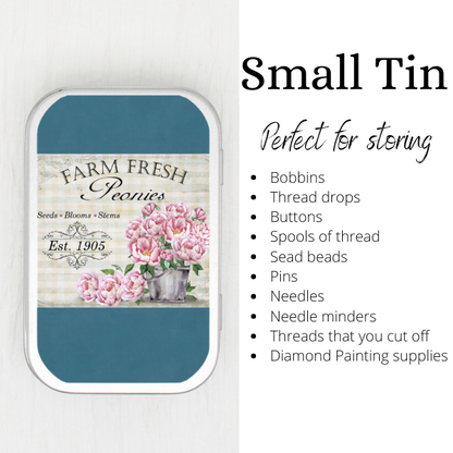 Peonies Small Storage Tin