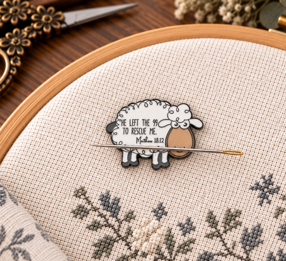 He Left the 99 Enamel Magnetic Needle Minder For Cross Stitch
