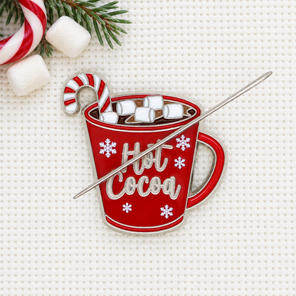 Hot Chocolate Enamel Magnetic Needle Minder For Cross Stitch
