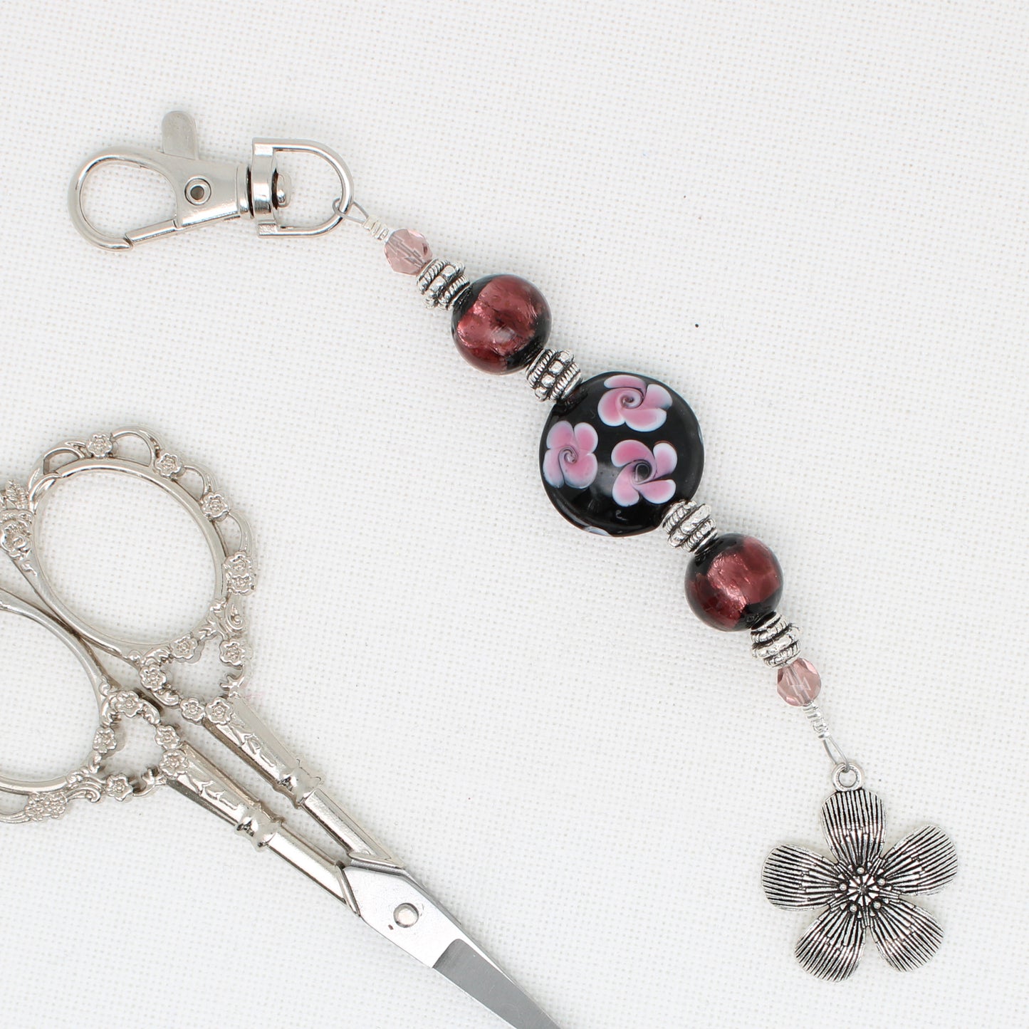 Mauve Flowers Scissor Fob