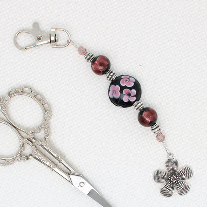 Mauve Flowers Scissor Fob