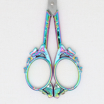 Rainbow Colored Butterfly Embroidery Scissors