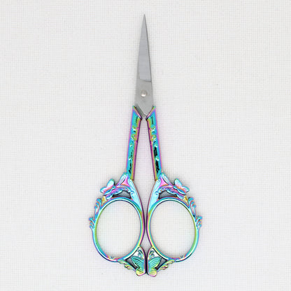 Rainbow Colored Butterfly Embroidery Scissors