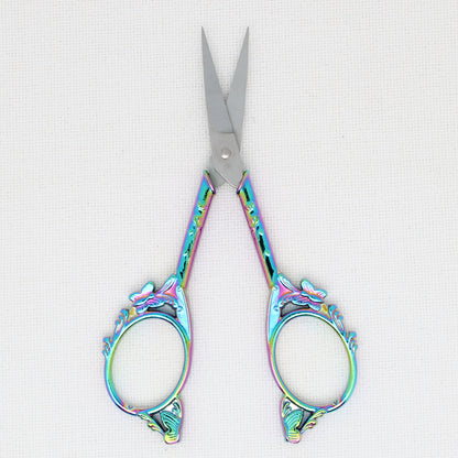 Rainbow Colored Butterfly Embroidery Scissors