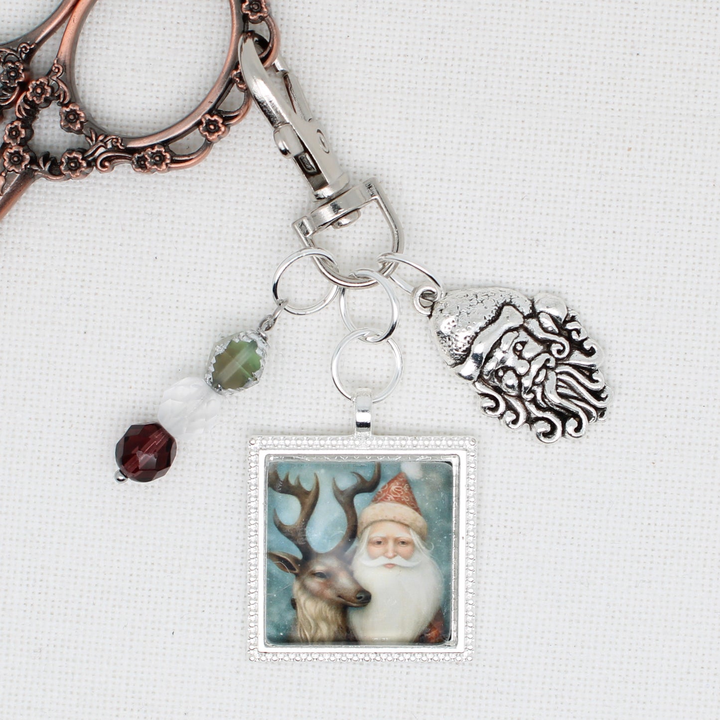 Santa Reindeer Zipper Pull/ Mini- Fob