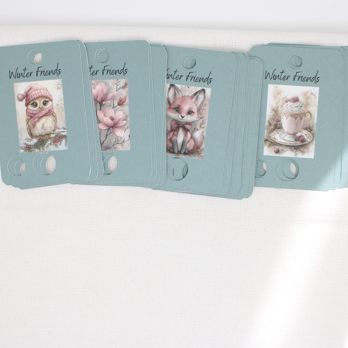 Winter Friends Floss Cards. - Pack of 20 Cards