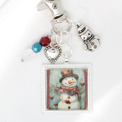 Valentine Snowman Zipper Pull/ Mini-Fob