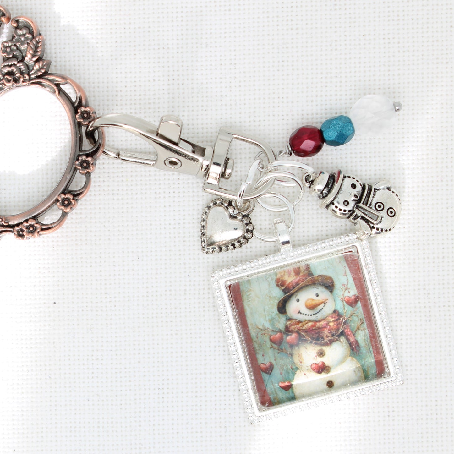 Valentine Snowman Zipper Pull/ Mini-Fob