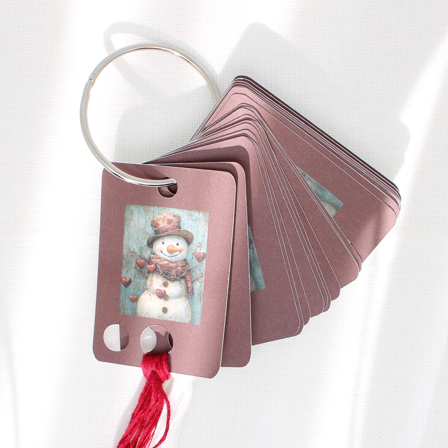Valentine Snowman Floss Cards. - Pack of 20 Cards