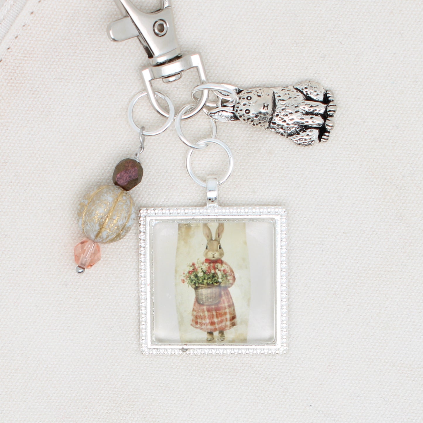 Spring Bunny Zipper Pull/ Mini-Fob
