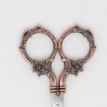 Small Brass Colored Flower Embroidery Scissors