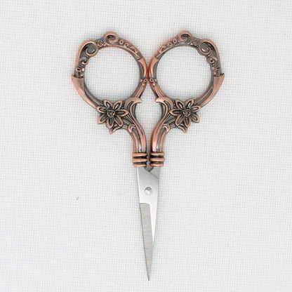 Small Brass Colored Flower Embroidery Scissors